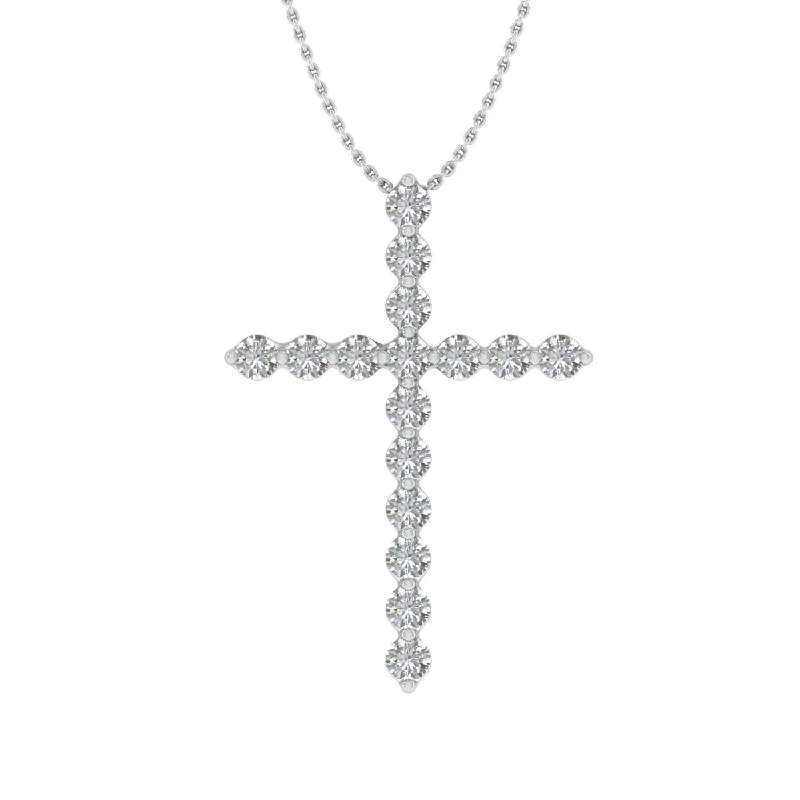 Stellar sign necklaces-1/4 Carat Diamond Cross Pendant Necklace in Gold (Silver Chain Included)