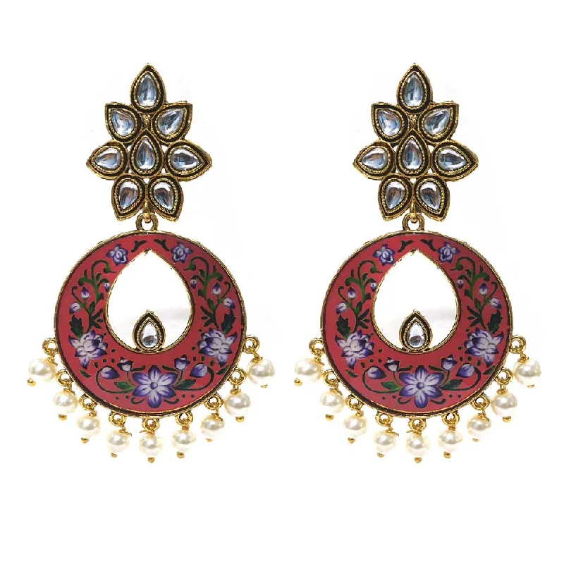 Wide hoop earrings-FESTIVE COLLECTION' HANDMADE KUNDAN EARRINGS SOLD BY PER PAIR PACK' BIG SIZE 80x42 MM