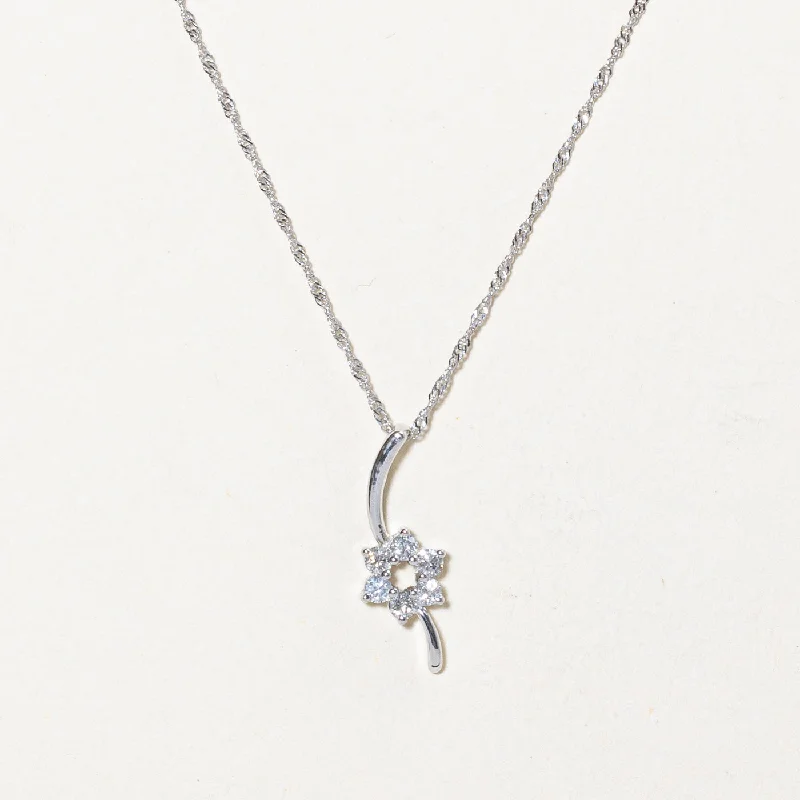 Sleek design necklaces-Diamond Flower Pendant Necklace | 0.18ctw | 16" |