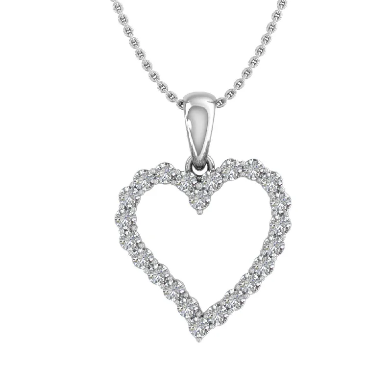 Leaf motif necklaces-1/4 Carat Diamond Heart Pendant Necklace in Gold (Silver Chain Included)