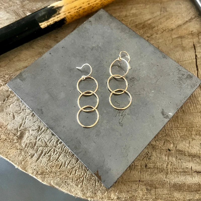 Patina bronze earrings-Triplet earrings