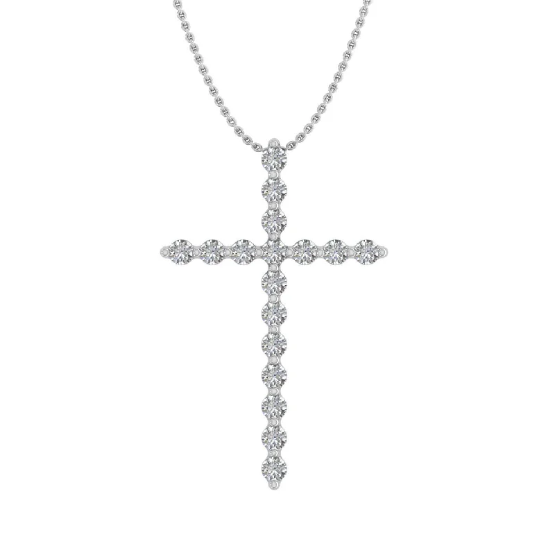 Yarn fringe necklaces-1/3 Carat Diamond Cross Pendant Necklace in Gold (Silver Chain Included)