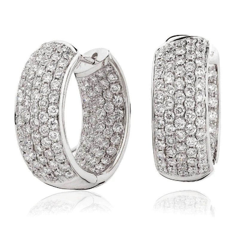 Antique clip earrings-DIAMOND PAVE SETTING HOOP EARRING IN 18K WHITE GOLD