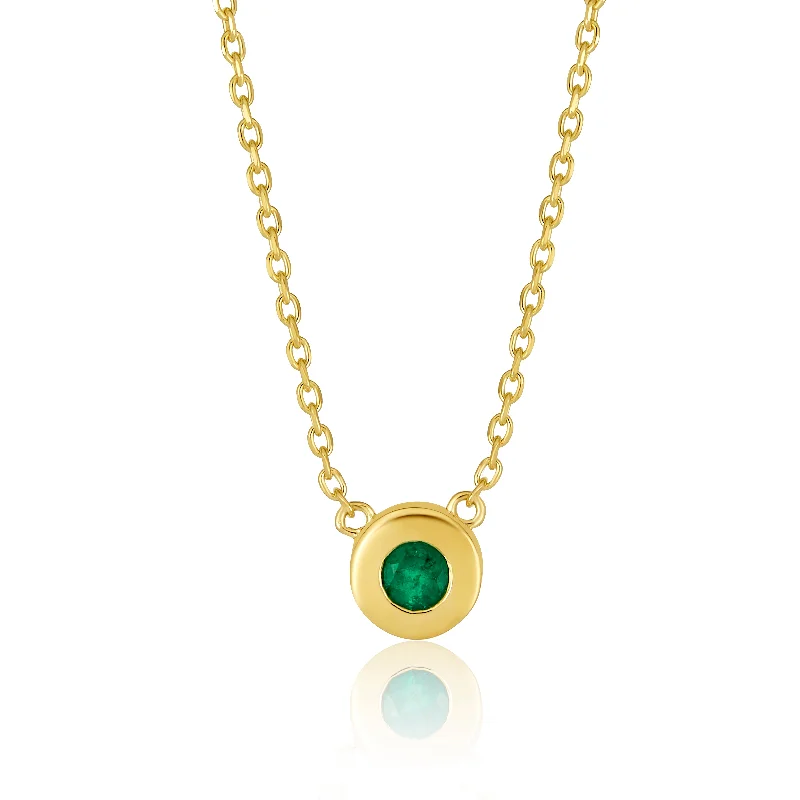 Lustrous pearl necklaces-Round Emerald Bezel Necklace