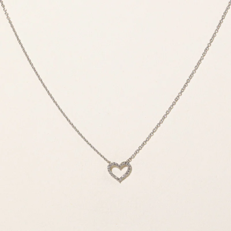 Rose motif necklaces-Diamond Heart Pendant Necklace | 0.07ctw | 18" |