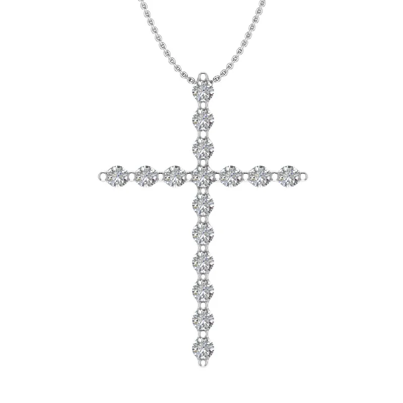 Playful bead necklaces-1/2 Carat Diamond Cross Pendant Necklace in Gold (Silver Chain Included) - IGI Certified