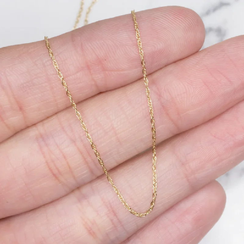 Corded link necklaces-SOLID 14K YELLOW GOLD 18in CABLE CHAIN 0.5mm DAINTY CLASSIC LADIES NECKLACE THIN