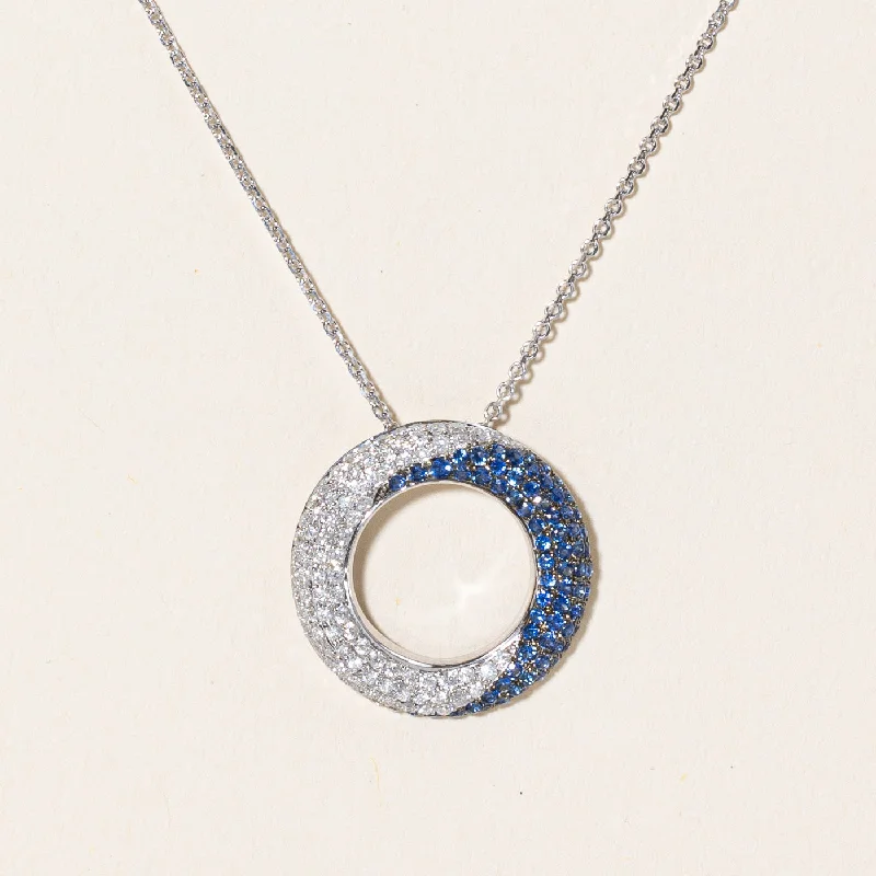 Soft cord necklaces-Sapphire & Diamond Wreath Pendant Necklace | 0.55ctw, 0.45ctw | 16" |