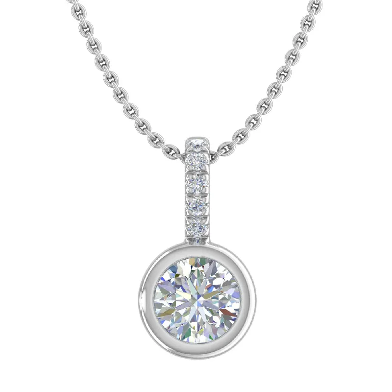 Shiny crystal necklaces-1/3 Carat Solitaire Diamond Pendant Necklace in Gold (Included Silver Chain)