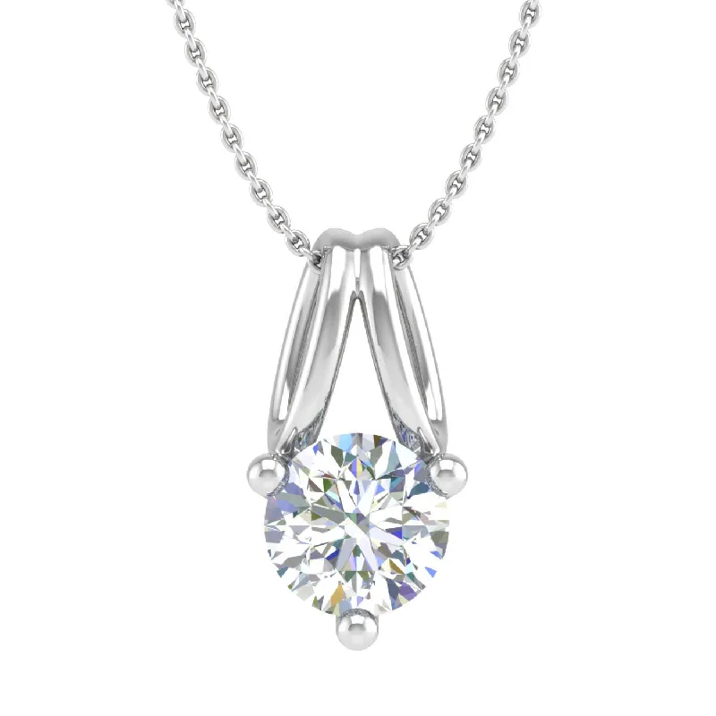 Quartz healing necklaces-1/3 Carat 3-Prong Set Diamond Solitaire Pendant Necklace in Gold (Silver Chain Included) - IGI Certified