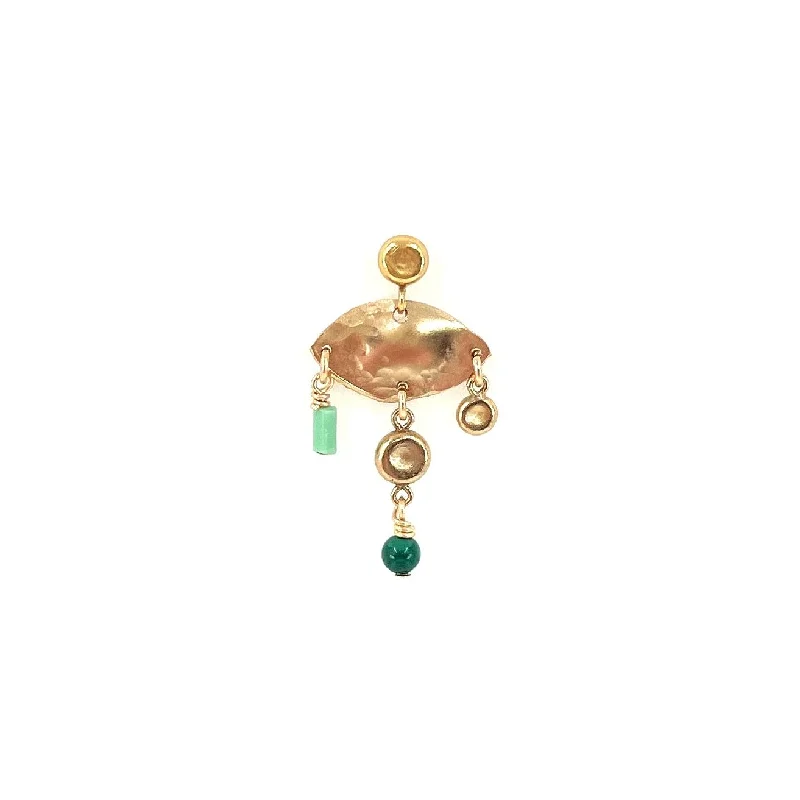 Svea 14K Goldfilled Earring w. Malachite & Pearl