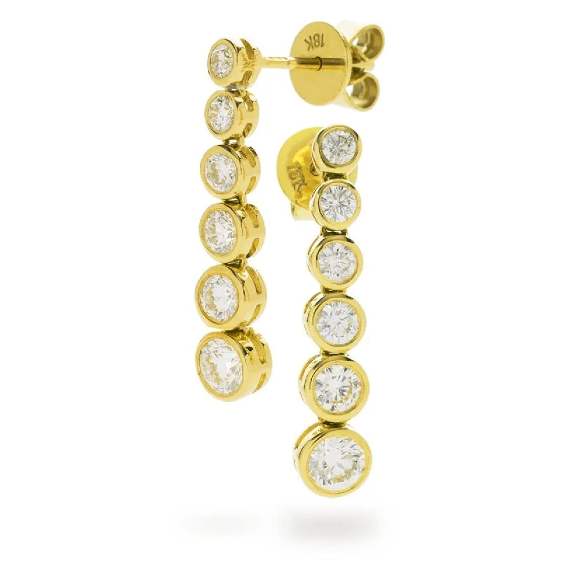 Heavy ring earrings-DIAMOND IN RUB OVER SETTING DOP EARRINGS IN 18K YELLOW GOLD