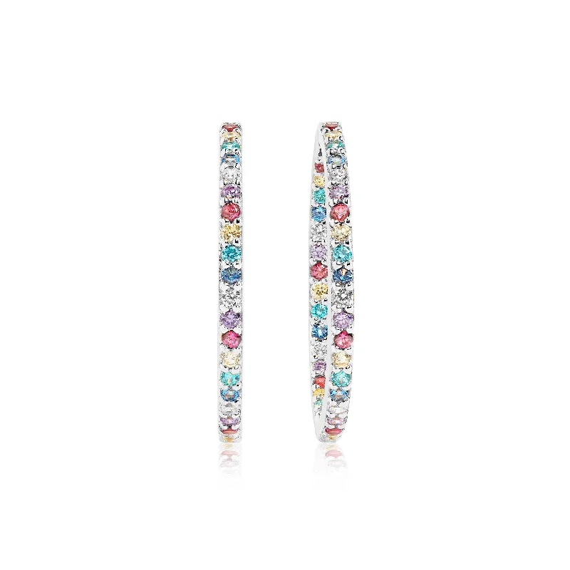 Bovalino Silver Earrings w. Blue, White, Yellow, Purple & Pink Zirconias