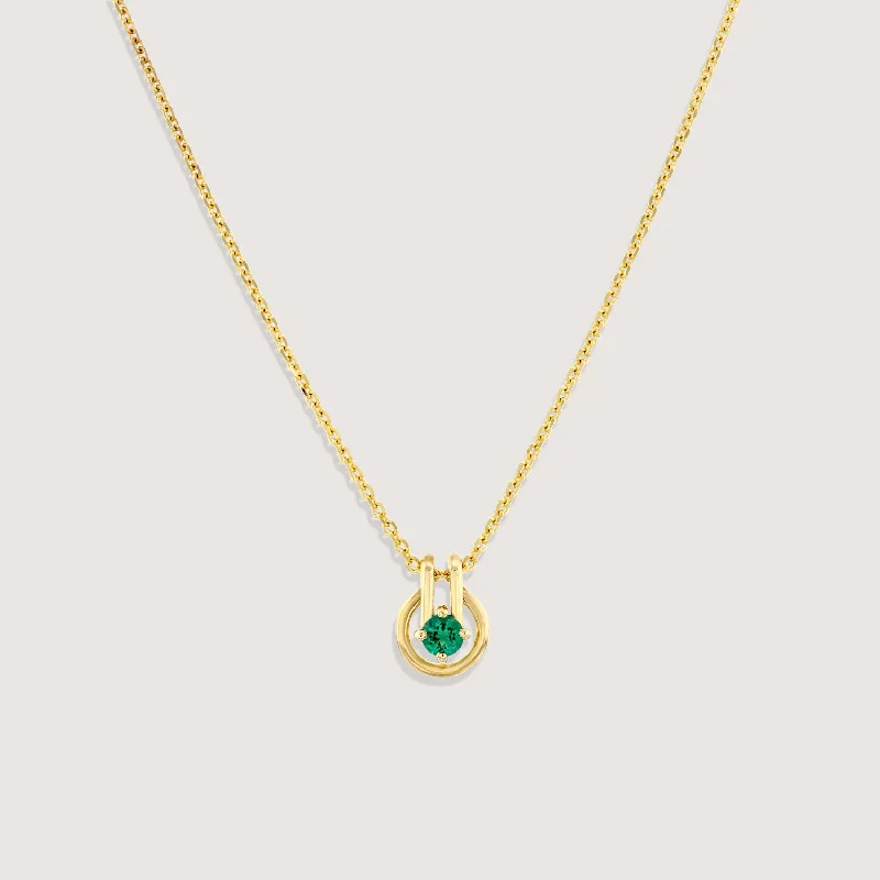 Twin birthstone necklaces-Necklace 02 - Emerald