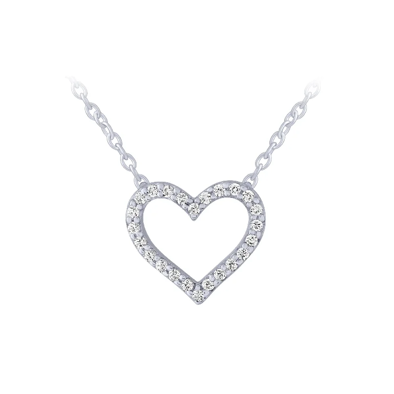 Sleek bar necklaces-14K 0.07Ct Diamond Heart Pendant