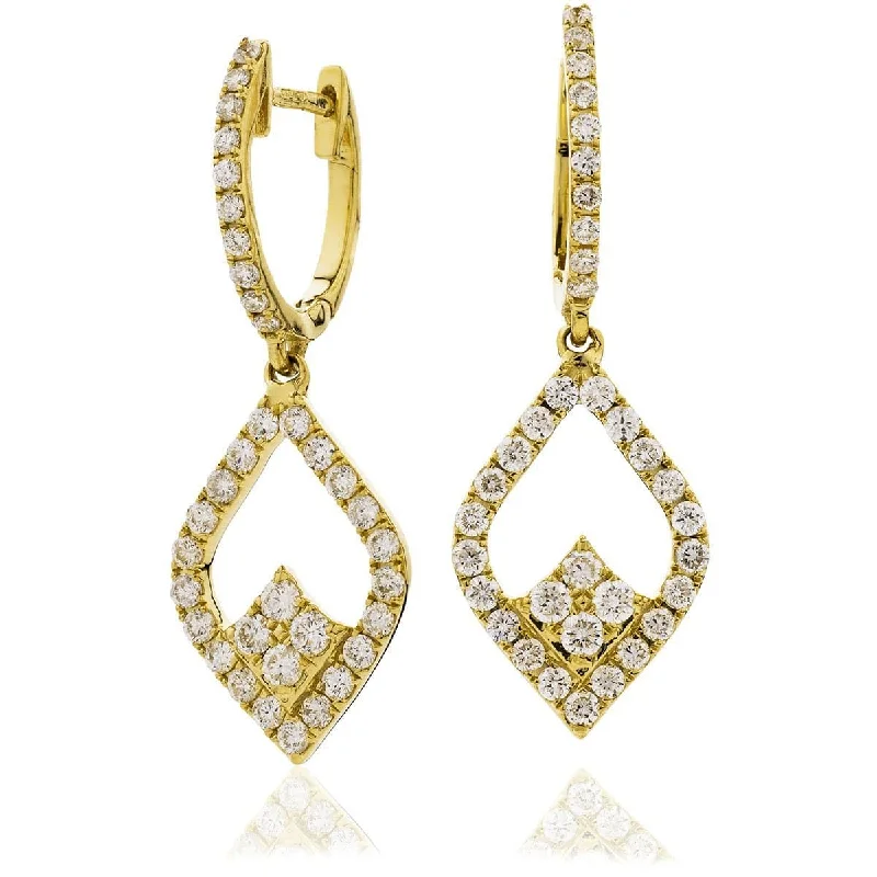 Shiny stud earrings-DIAMOND FANCY DROP EARRINGS IN 18K YELLOW GOLD