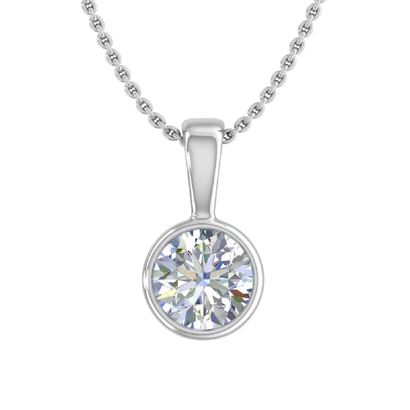 Fox charm necklaces-1/2 Carat Diamond Solitaire Pendant Necklace in Gold (Included Silver Chain) - IGI Certified