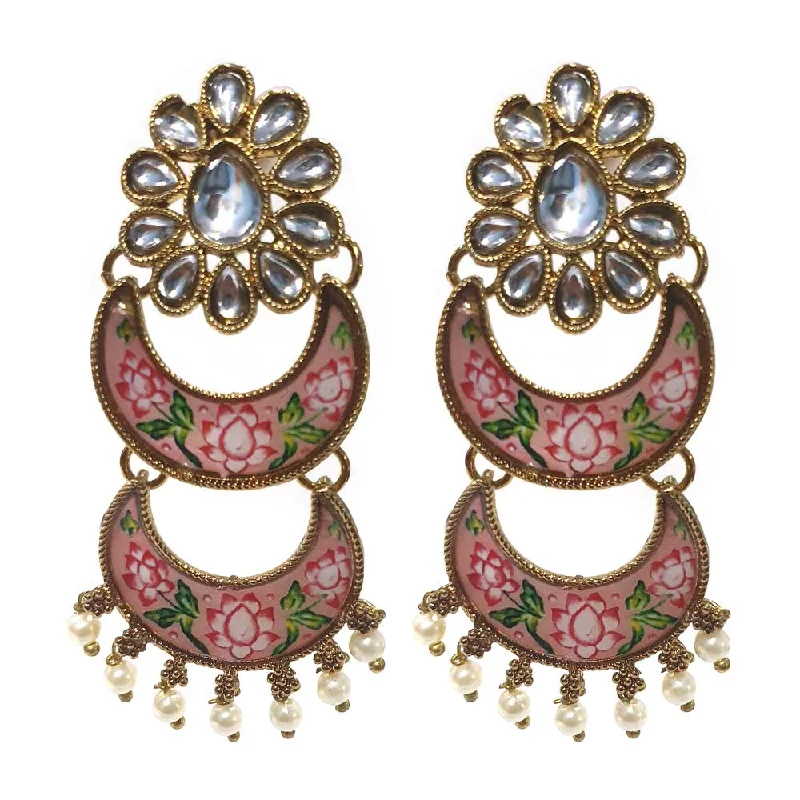 Dual-tone earrings-FESTIVE COLLECTION' HANDMADE KUNDAN EARRINGS SOLD BY PER PAIR PACK' BIG SIZE 65 MM