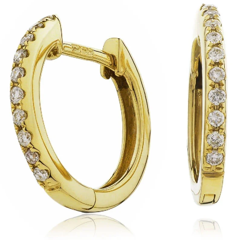 Cotton cord earrings-DIAMOND MICRO SET HOOP EARRINGS IN 18K YELLOW GOLD