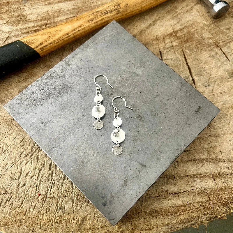 Classic flair earrings-Triple Disc Dangles