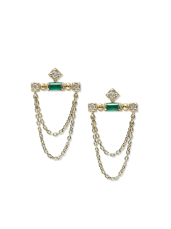 Bright gem earrings-Cléo Bar Chain Earrings