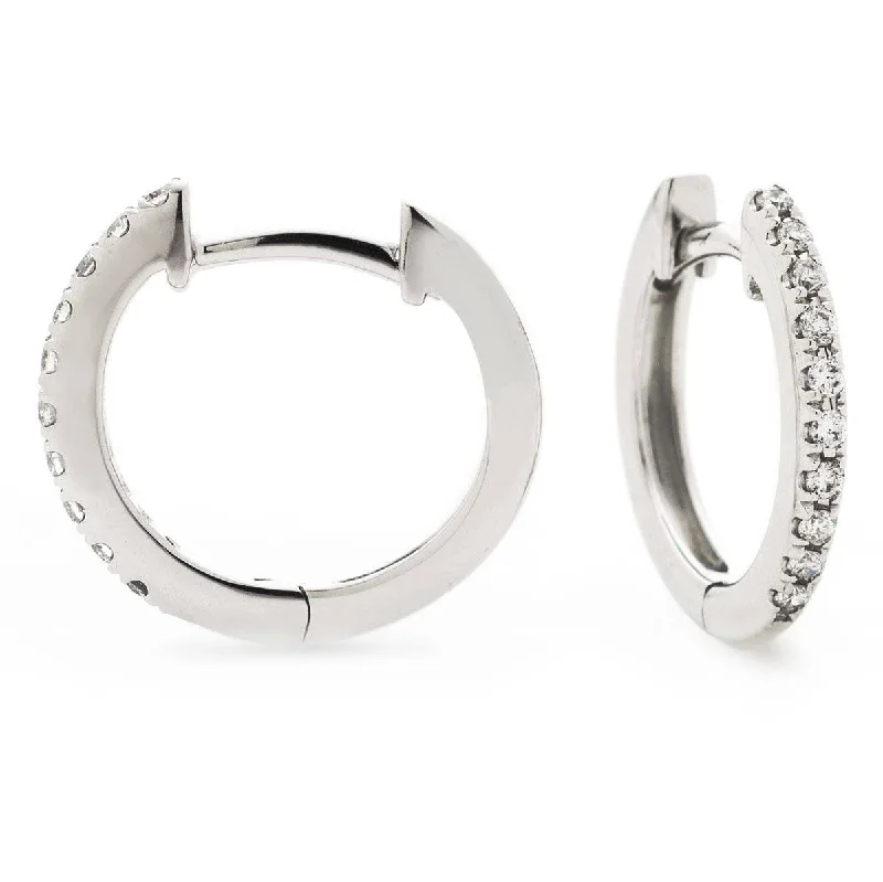 Soft clay earrings-DIAMOND MICROS SET HOOP EARRINGS IN 18K WHITE GOLD