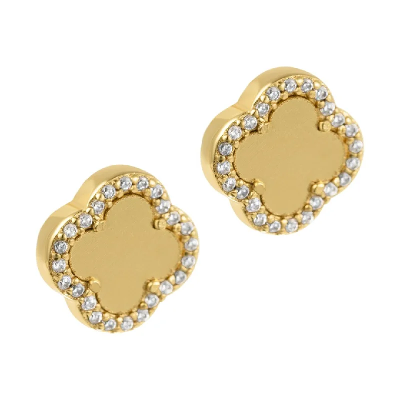 Bead weave earrings-14k Gold Plated Clover Halo Stud Earrings