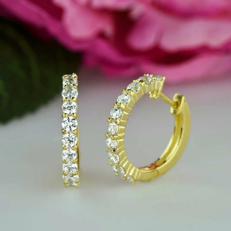 Dual-tone earrings-1.5 ctw Hoop Earrings -Yellow GP