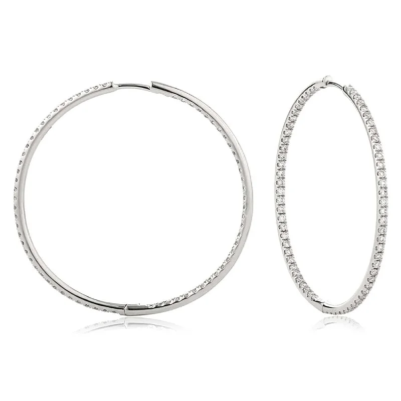 Playful pair earrings-DIAMOND HOOP EARRINGS IN 18K WHITE GOLD