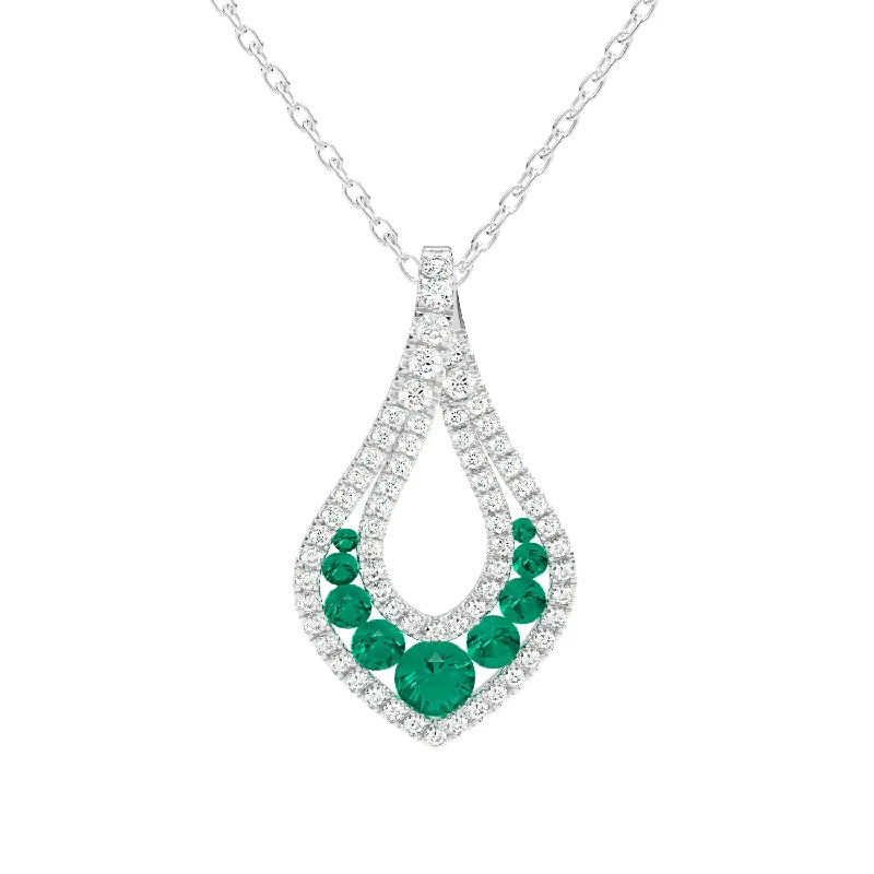 Light beaded necklaces-Emerald and Diamond Twist Pendant Necklace