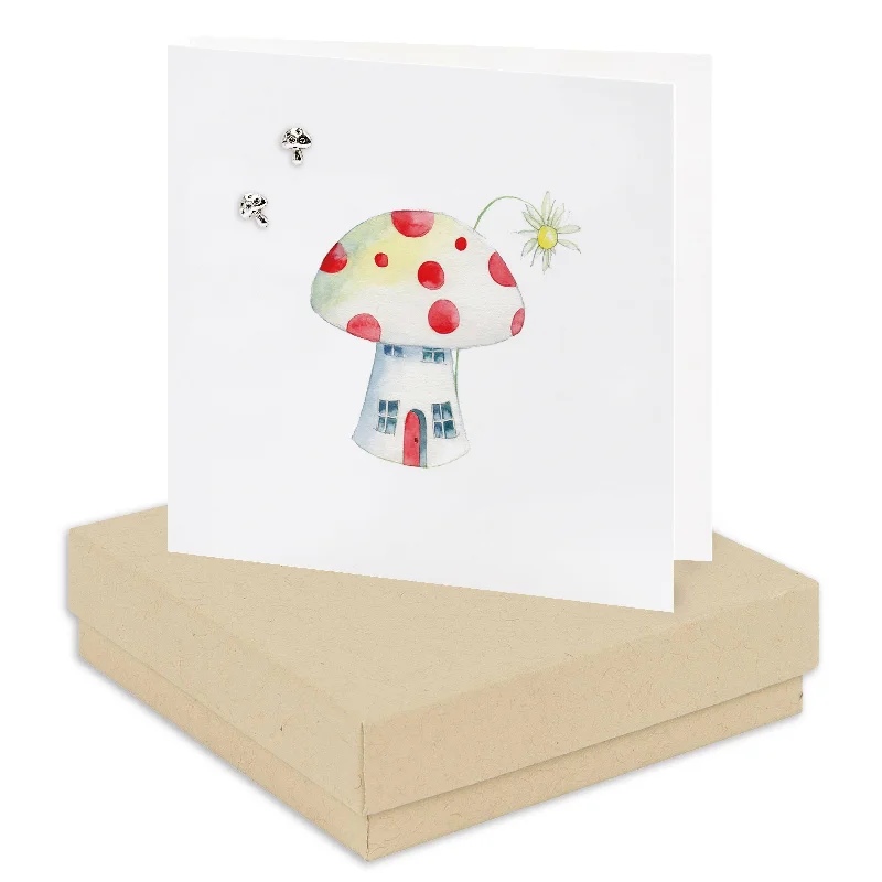 Sterling Silver Toadstool Stud Earring Card - Handcrafted Nature Lovers Gift