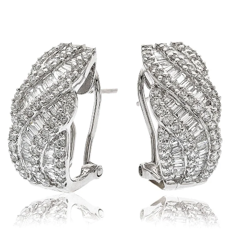 Cosmic glow earrings-DIAMOND FANCY HOOP EARRINGS IN 18K WHITE GOLD