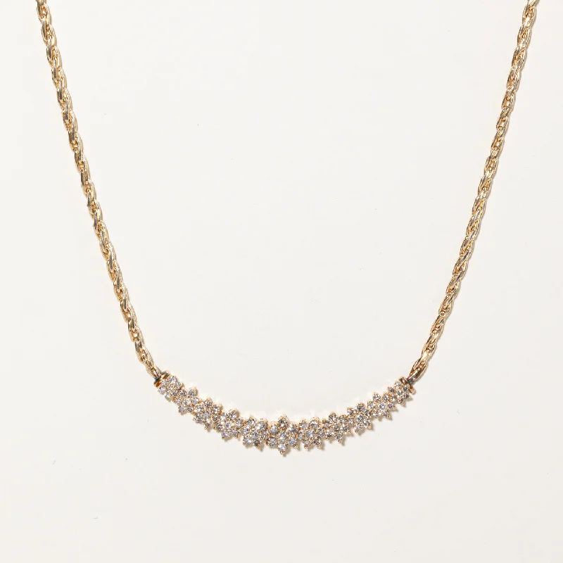 Heavy bib necklaces-Light Brown Diamond Cluster Scoop Necklace | 2.25ctw | 18" |