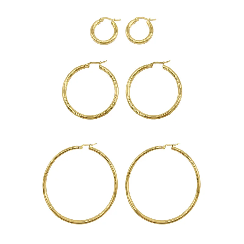 Topaz earrings-Tarnish Resistant 14k Gold Plated Hoop Earring Set