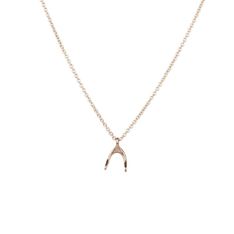 Hawk feather necklaces-Rose Gold Wishbone Necklace