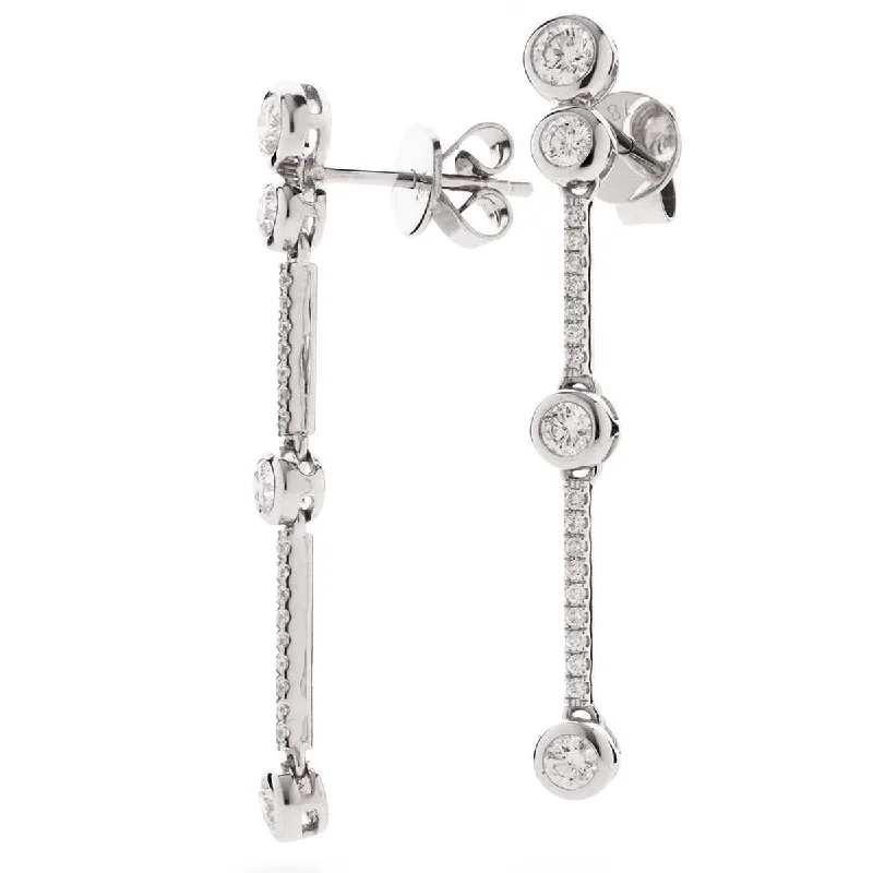 Topaz earrings-DIAMOND DROP EARRINGS IN 18K WHITE GOLD