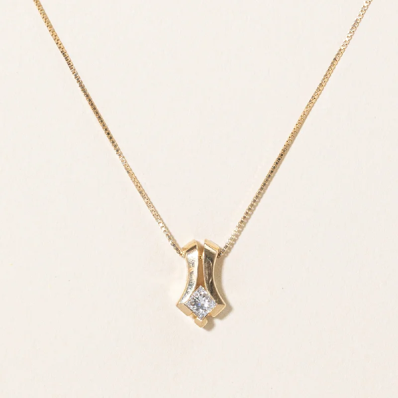 Pure gloss necklaces-Princess Cut Diamond Pendant Necklace | 0.19ct | 18" |