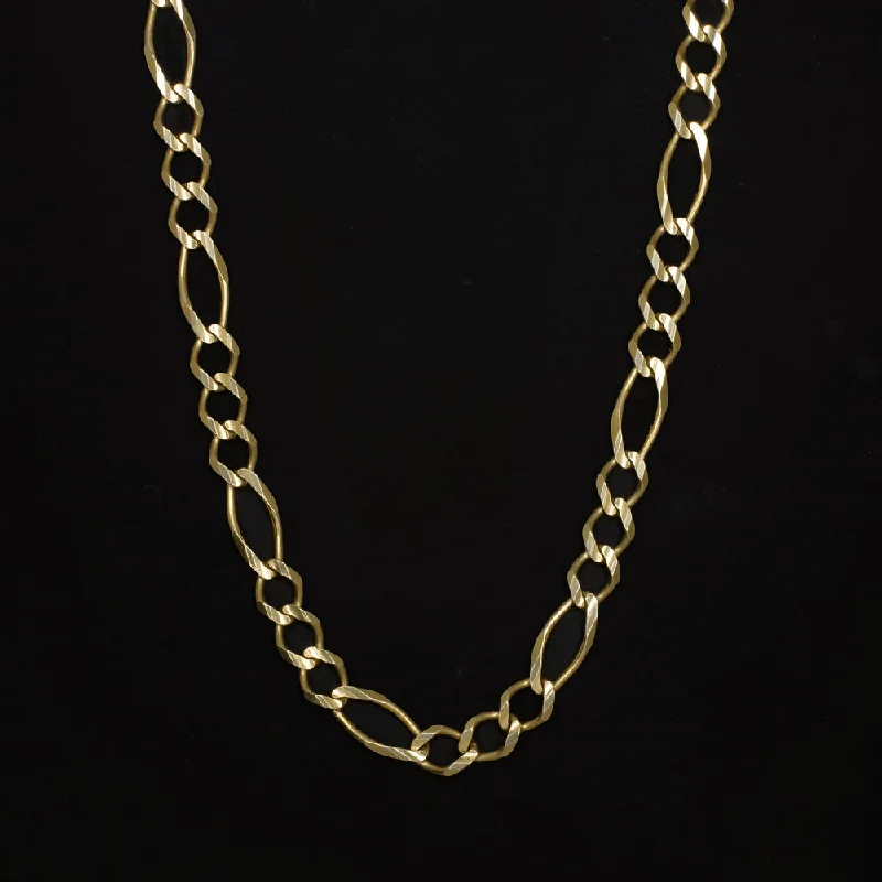 Playful bead necklaces-SOLID 10k YELLOW GOLD FIGARO CHAIN NECKLACE 3.7m 20in ESTATE MENS LADIES CLASSIC