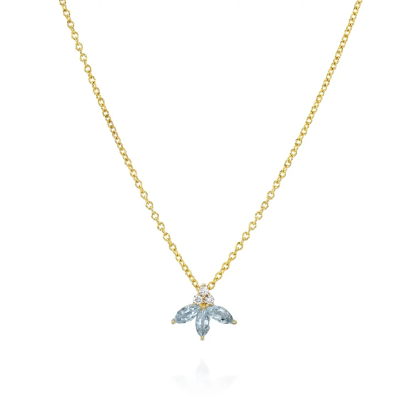 Topaz necklaces-Jeanne Poisson Necklace Aquamarine & Diamonds