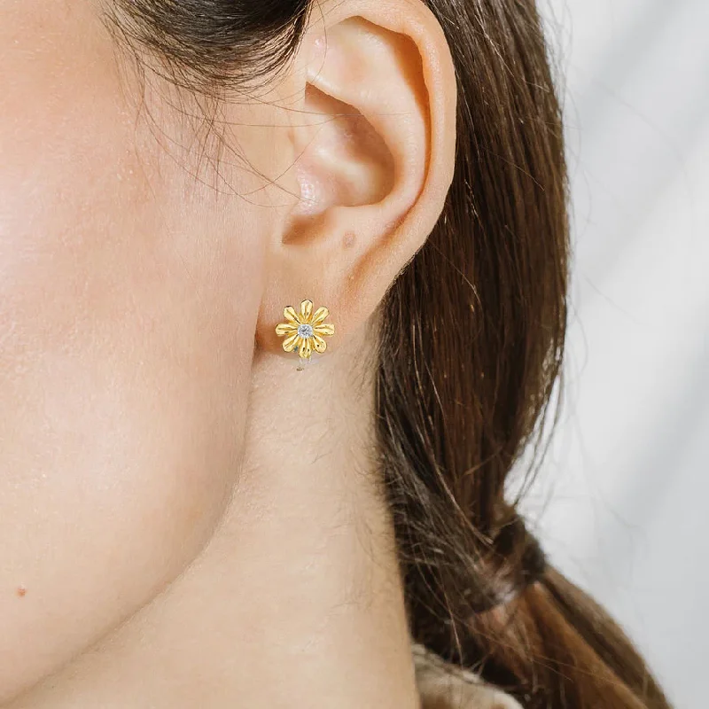 Tide drop earrings-Daisy Gem Stud Earrings