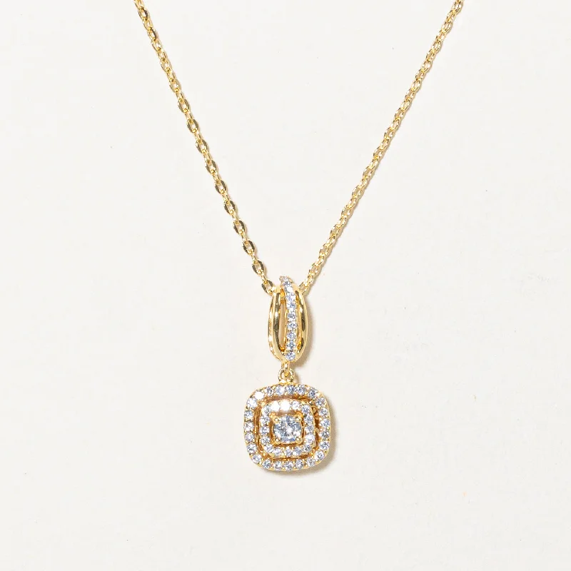 Classic style necklaces-Diamond Double Halo Pendant Necklace | 0.21ctw | 16" |