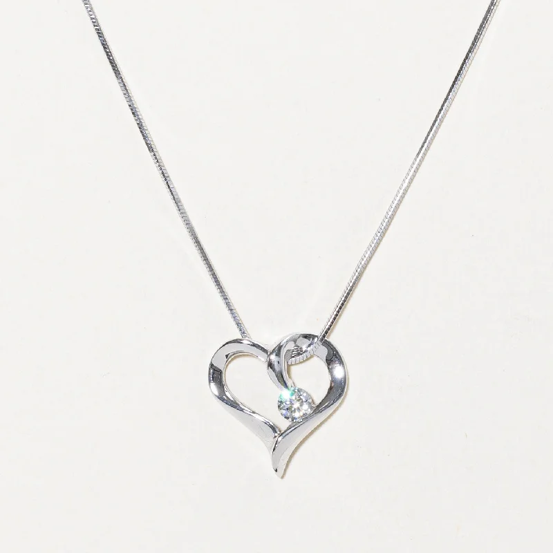 Overhand knot necklaces-Diamond Heart Pendant Necklace | 0.17ct | 17" |