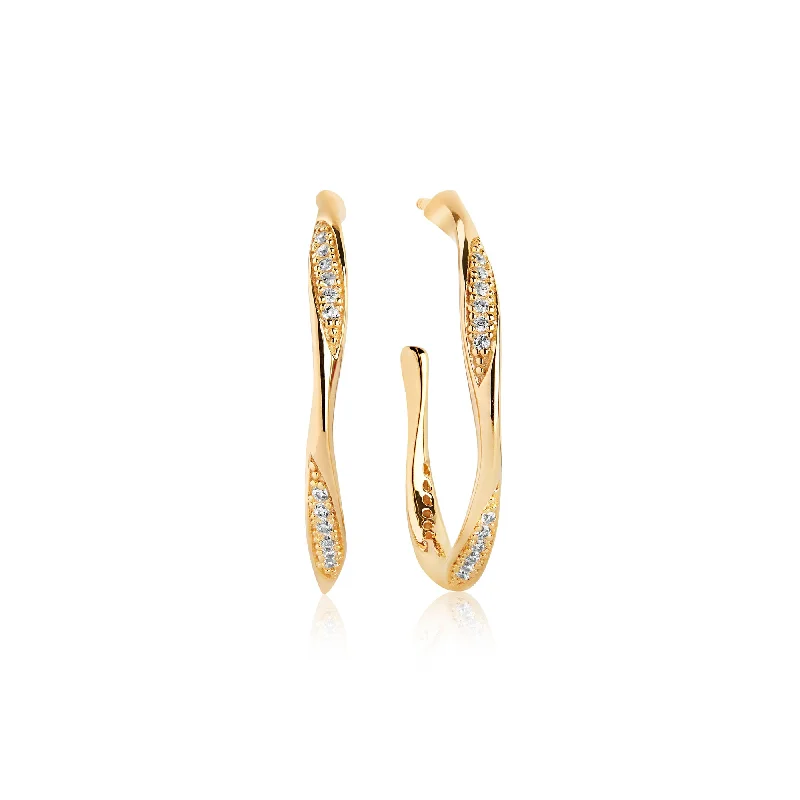 Cetara Gold Plated Hoops w. White Zirconias