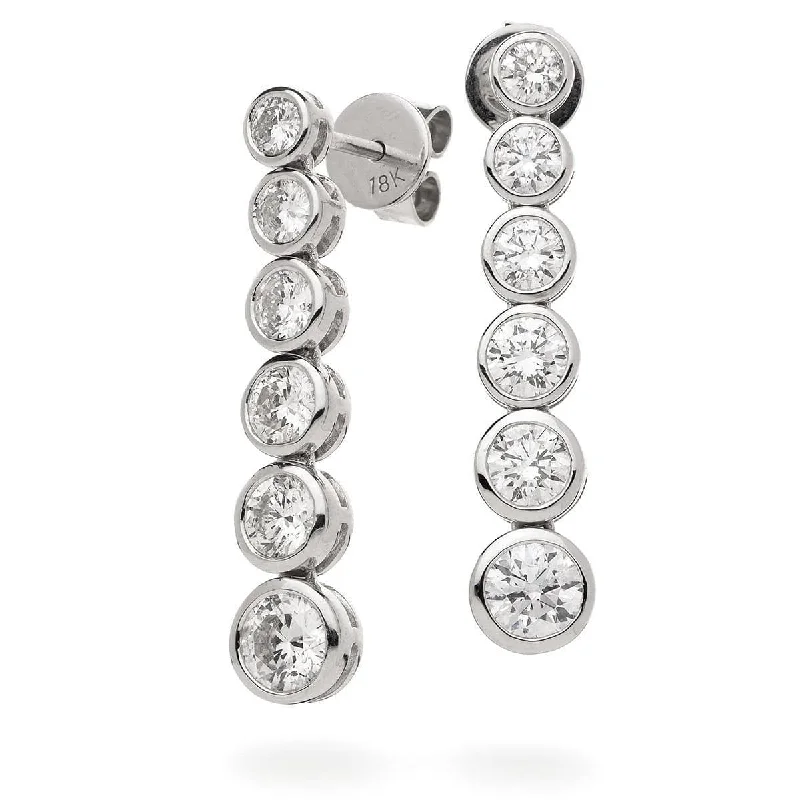 Soft cord earrings-DIAMOND RUB OVER SETTING DROP EARRING IN 18K WHITE GOLD