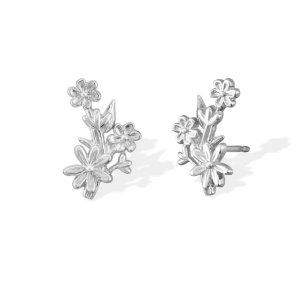 Sleek gem earrings-Flower Bouquet Stud Earrings