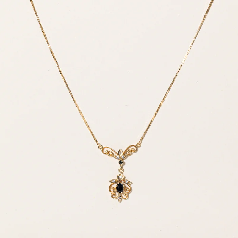 Tide shape necklaces-Natural Sapphire & Synthetic Spinel Pendant Necklace | 0.75ctw | 16" |