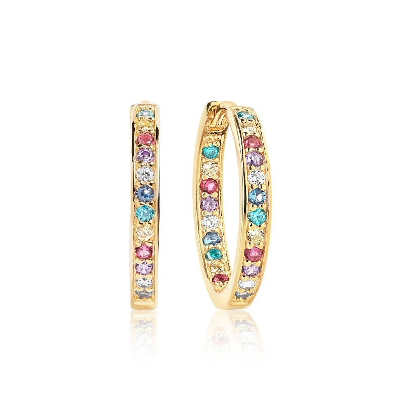 Corte Gold Plated Earrings w. Blue, White, Yellow, Purple & Pink Zirconias