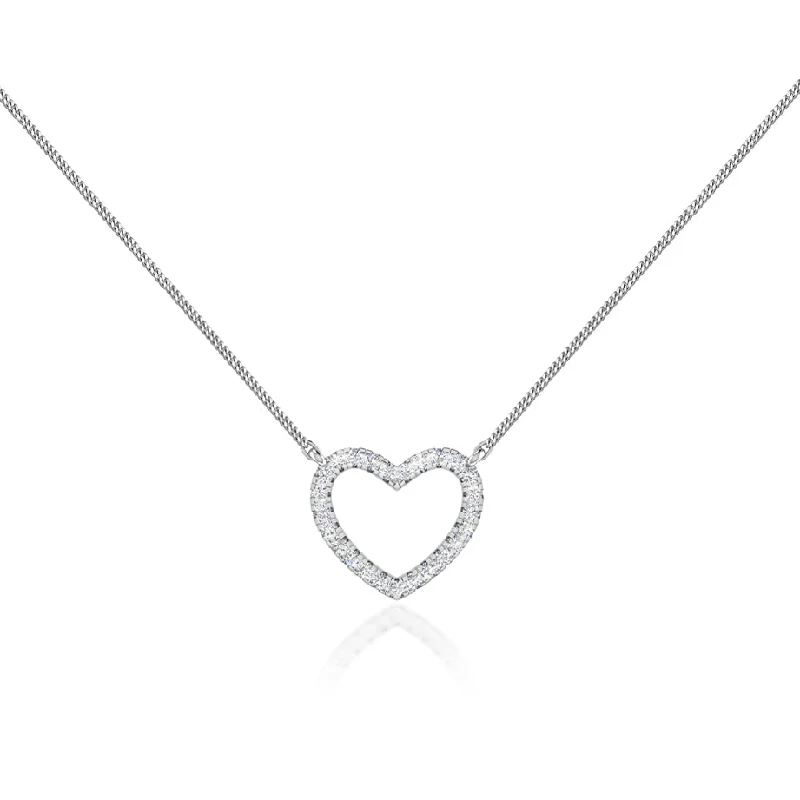 Fairy wing necklaces-ARMELLE - Heart Lab Diamond Necklace 18k White Gold