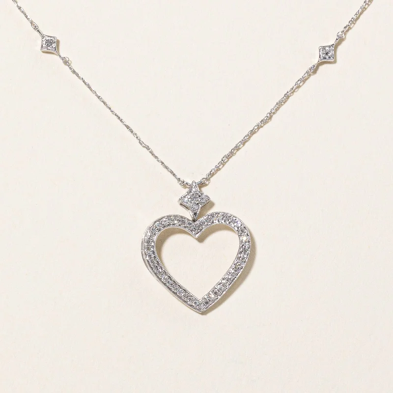 Patina bronze necklaces-Diamond Heart Pendant Necklace | 0.17ctw | 21" |