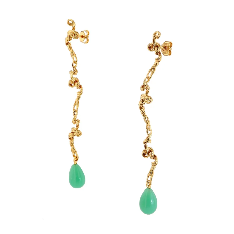 Fouettés 24K Gold Plated Earrings w. Chrysoprase